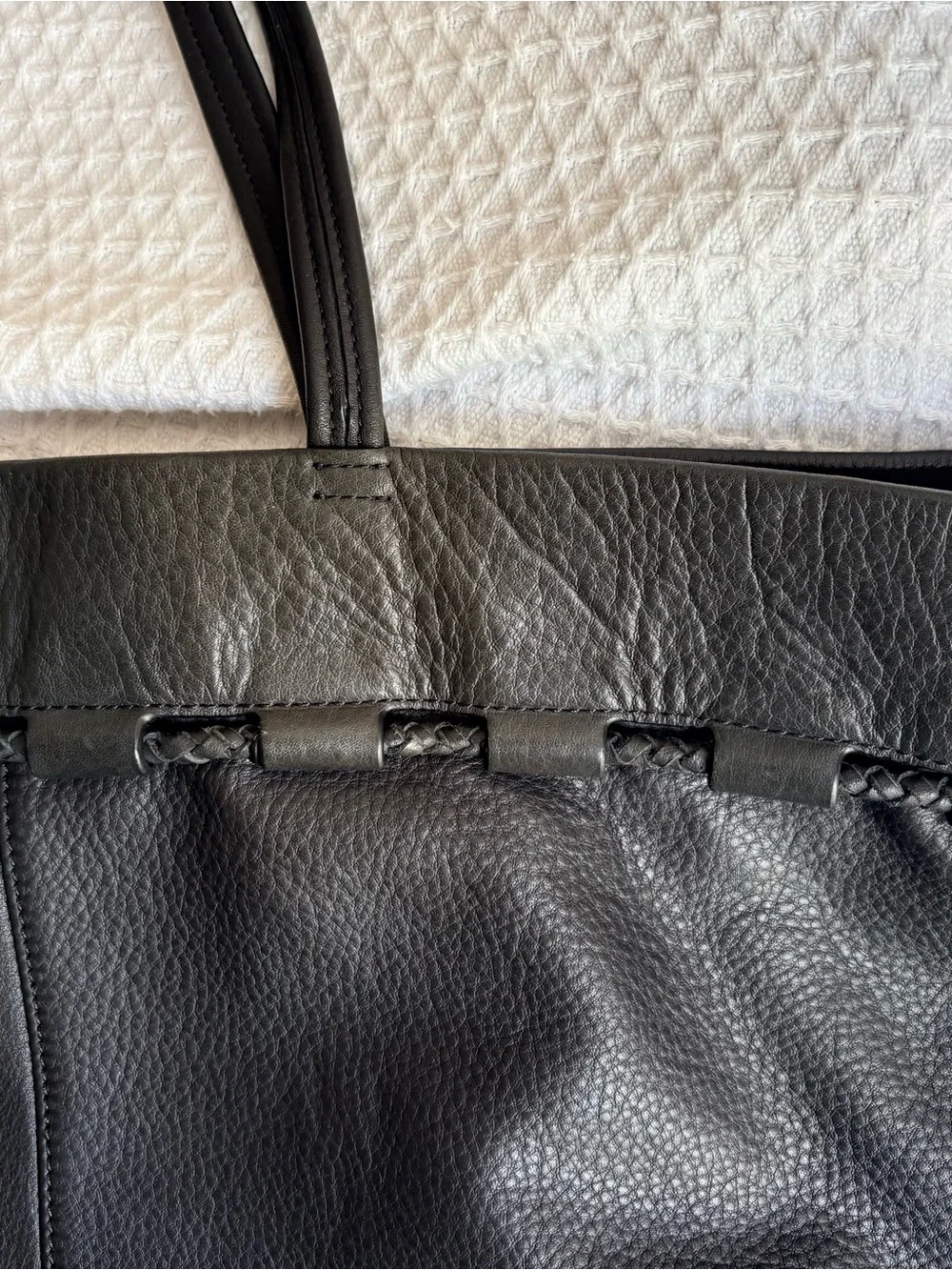Vince Camuto Sada Large Leather Tote Bag with Gold Accent